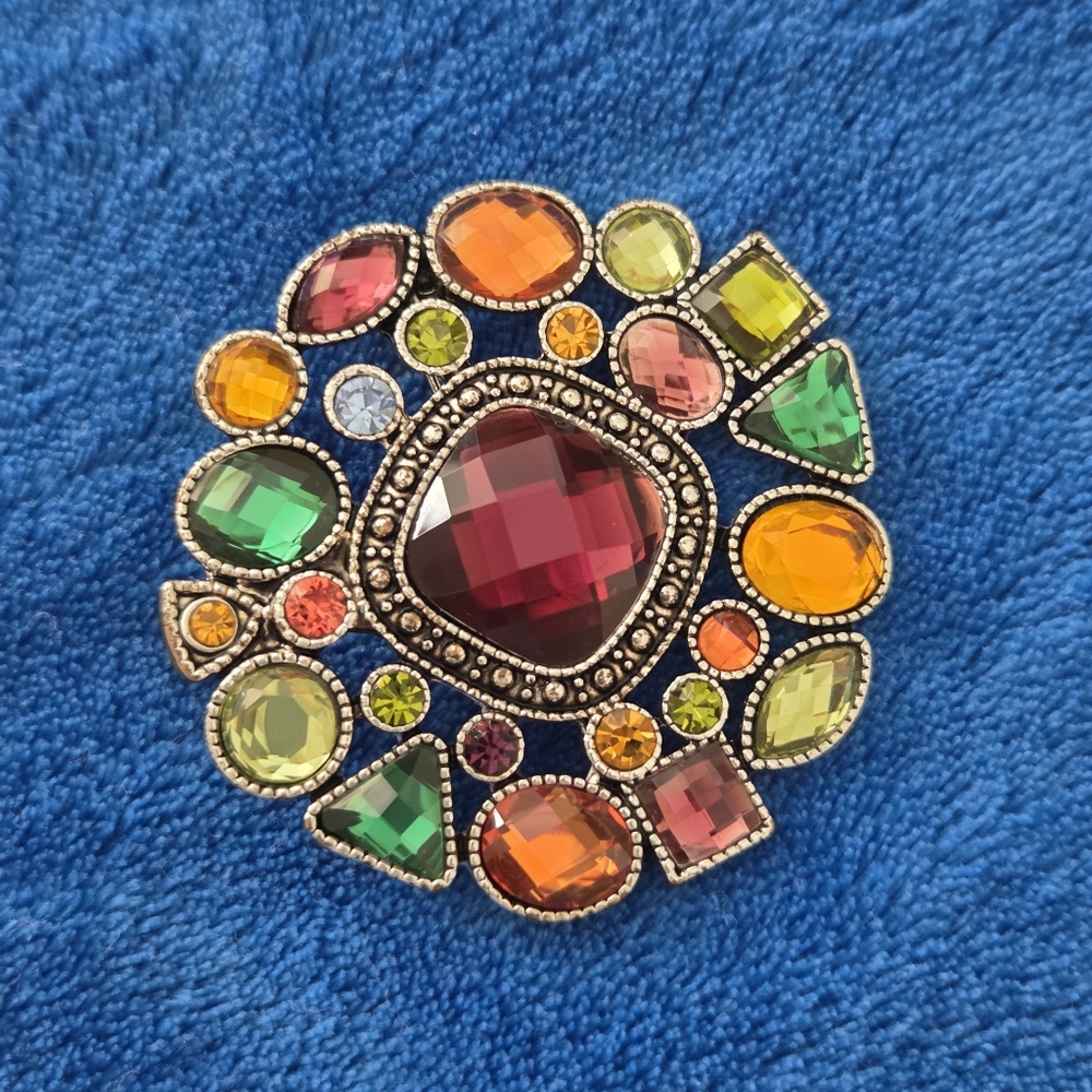 Vintage Premier Designs Hidden Gems Colorful Brooch Pin or Enhancer 2”